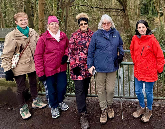 Five ladies wrap up well for a winter walk