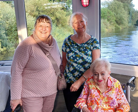 3 ladies on the boat on the river Severn