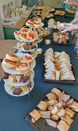A spread of sandwiches and cakes for afternoon tea