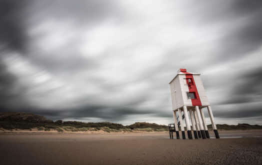 The 1832 red and white 'lighthouse-on-legs' at Burnham-on-Sea. Picture by Zenon Panteli.